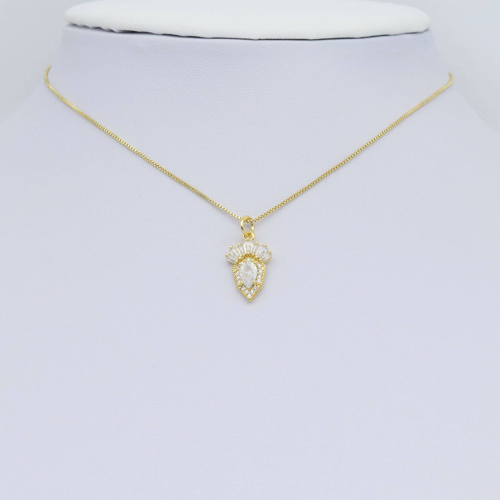 Baguette CZ Drop Carrot Shape Charm Pendant, Sku#Y974