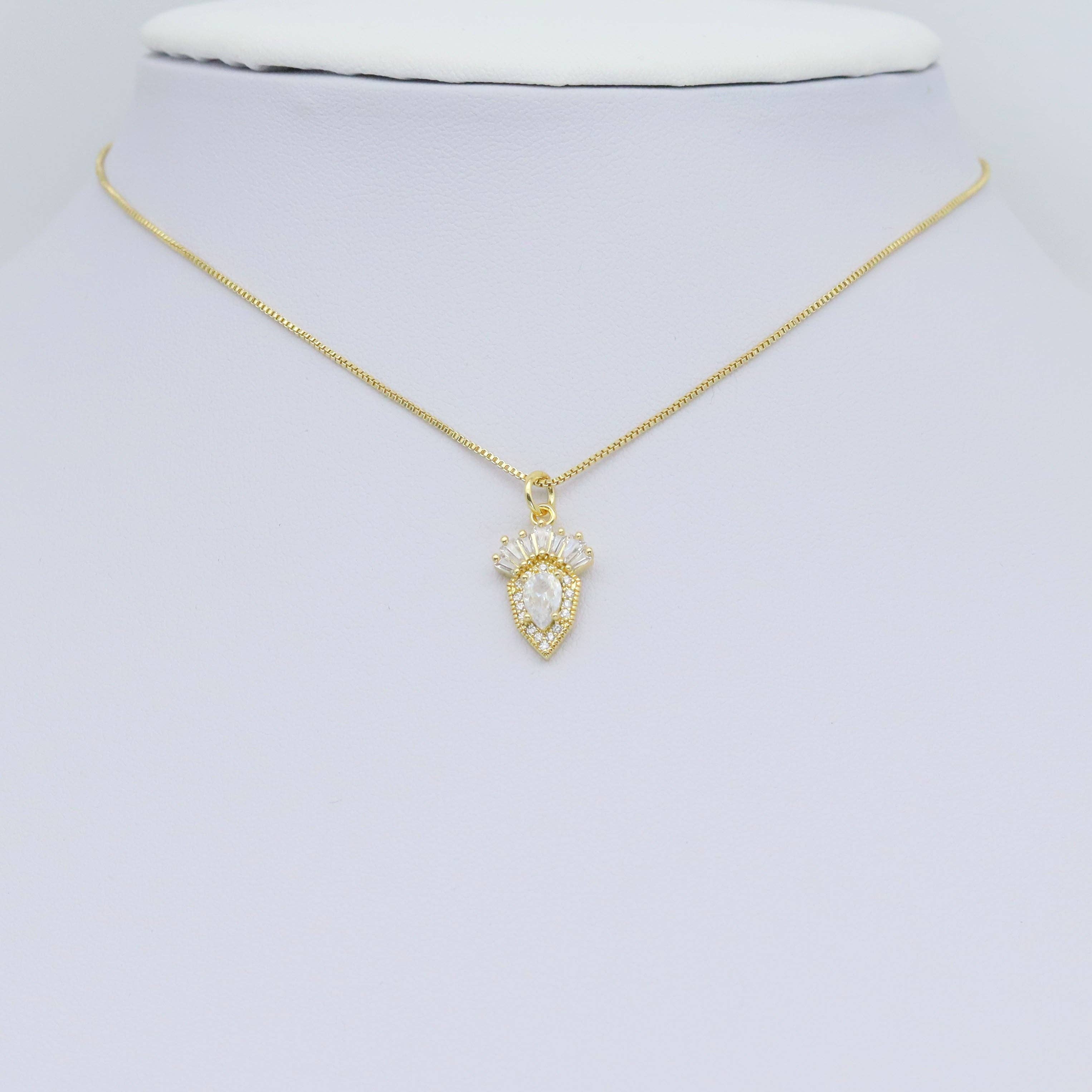 Baguette CZ Drop Carrot Shape Charm Pendant, Sku#Y974