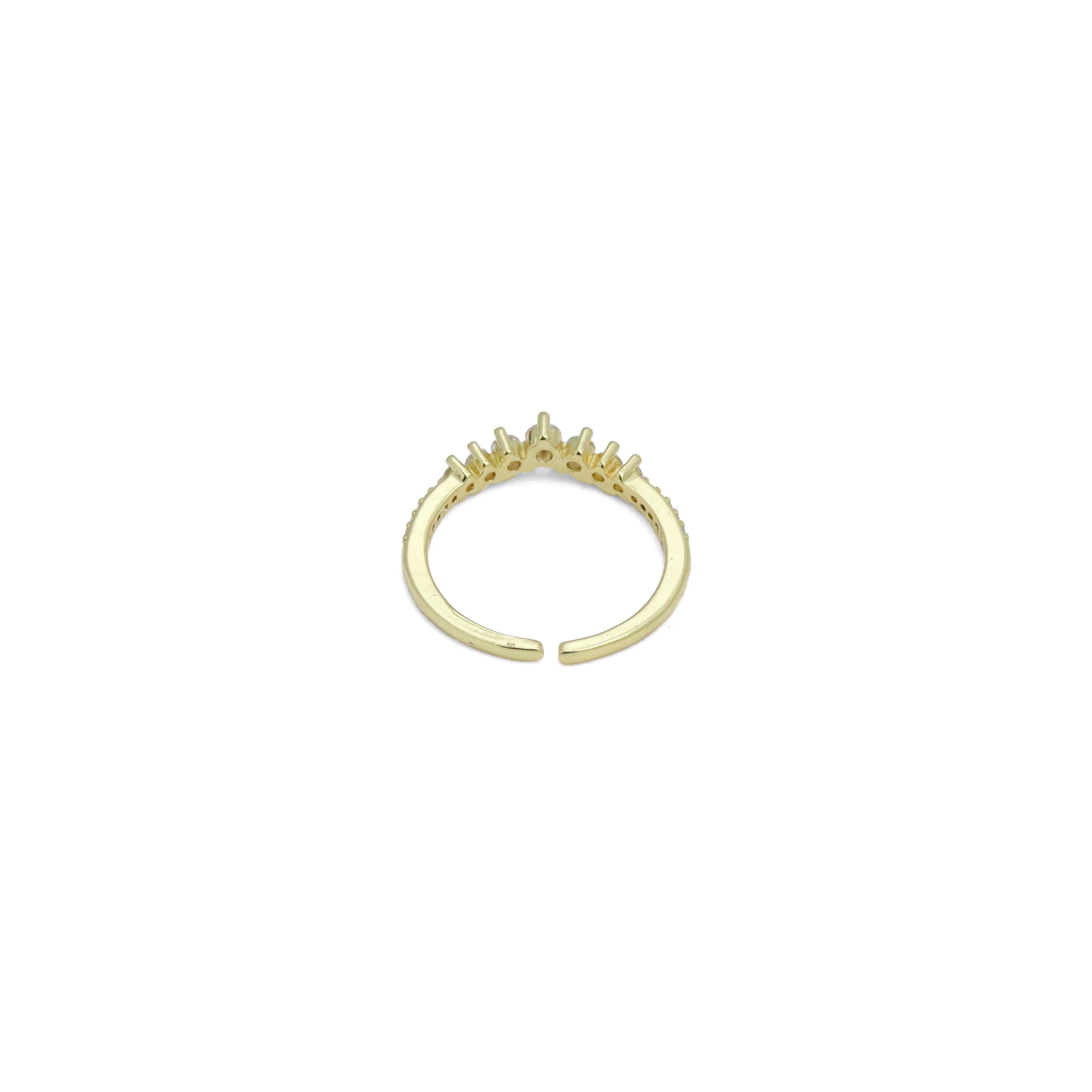 Gold Clear CZ Thin Point Line Adjustable Ring, Sku#LD598