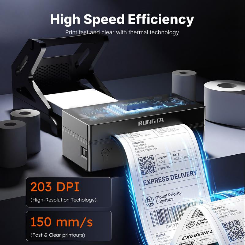 RONGTA Shipping Label Printer, Bluetooth Wireless Thermal Label Printer, Compatible with Ios, Android, Windows, Mac, Chromebook, Widely Used for Etsy, Ebay, Shopify, USPS