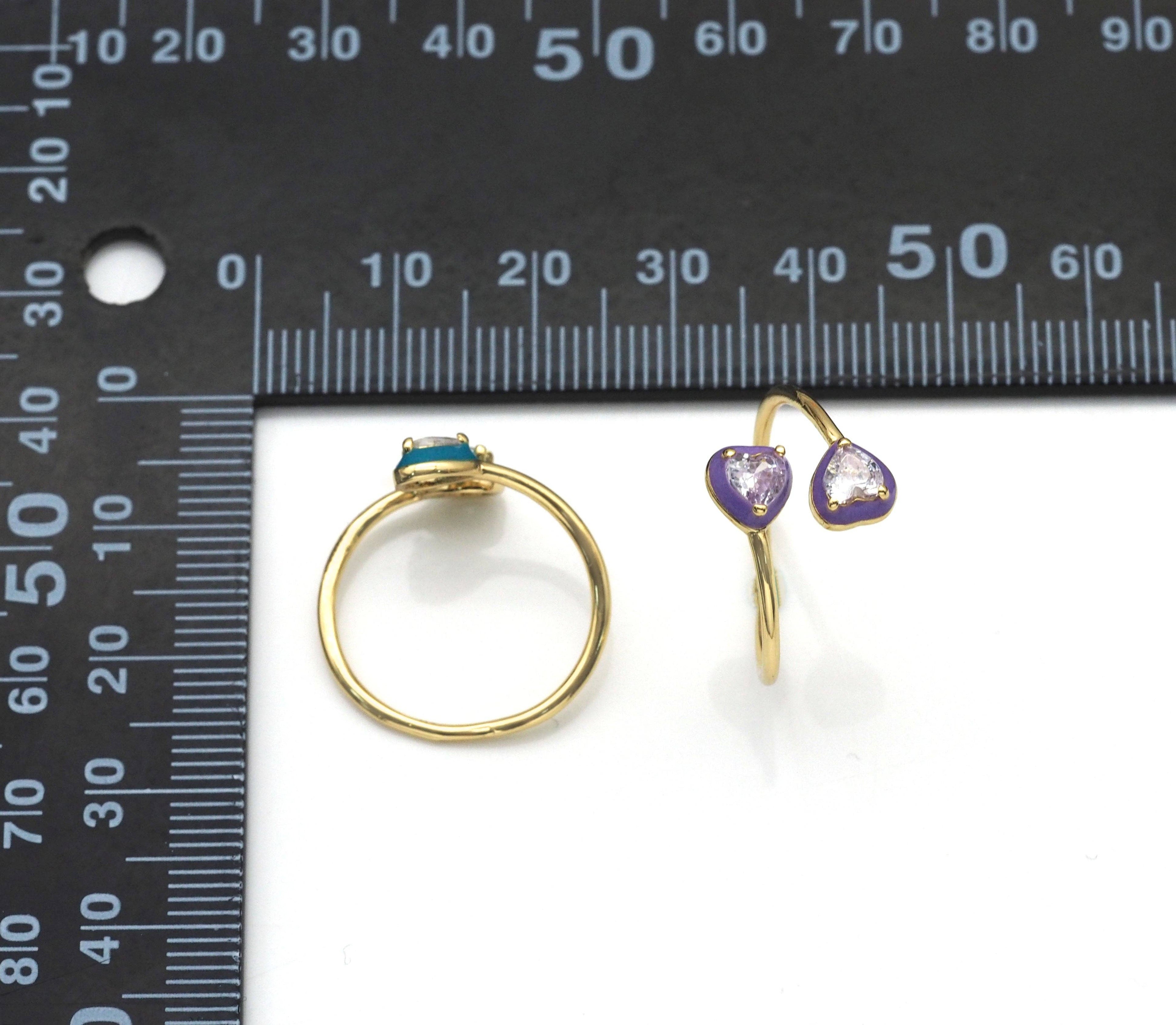 Enamel Double Heart Wrap Adjustable Ring, Sku#O115