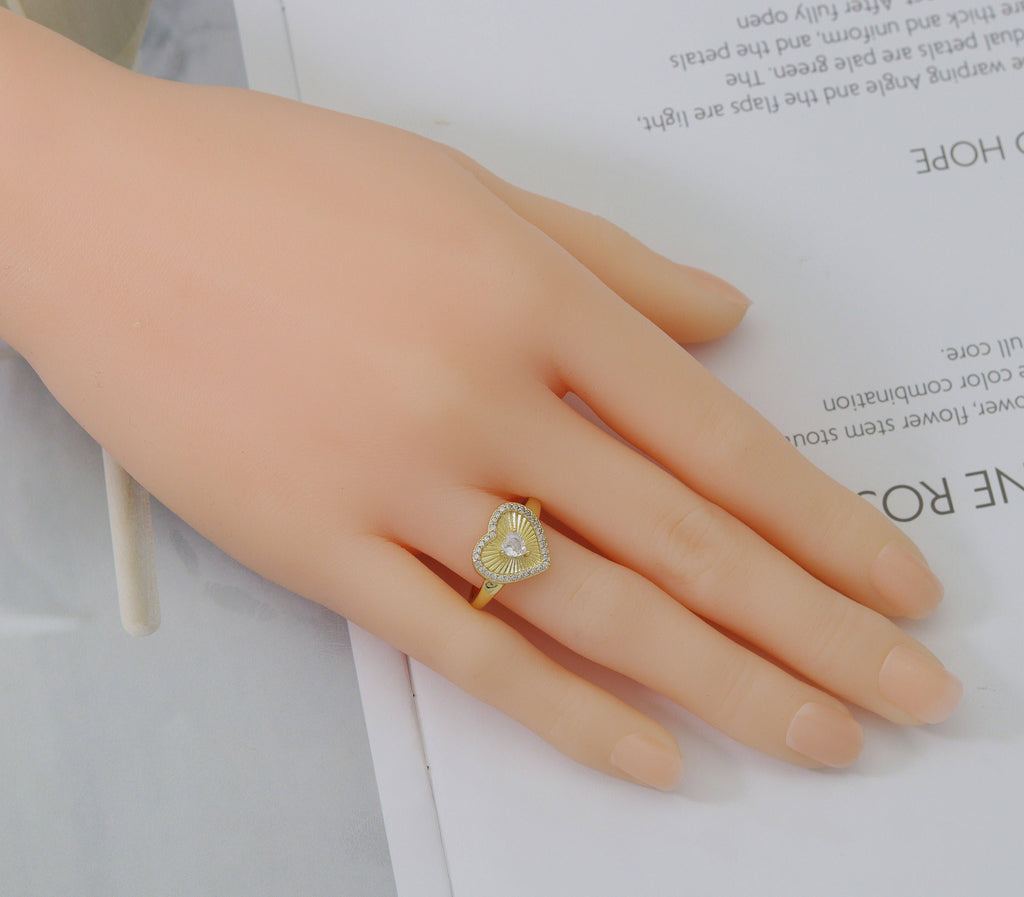 CZ Heart Adjustable Ring, Sku#X329