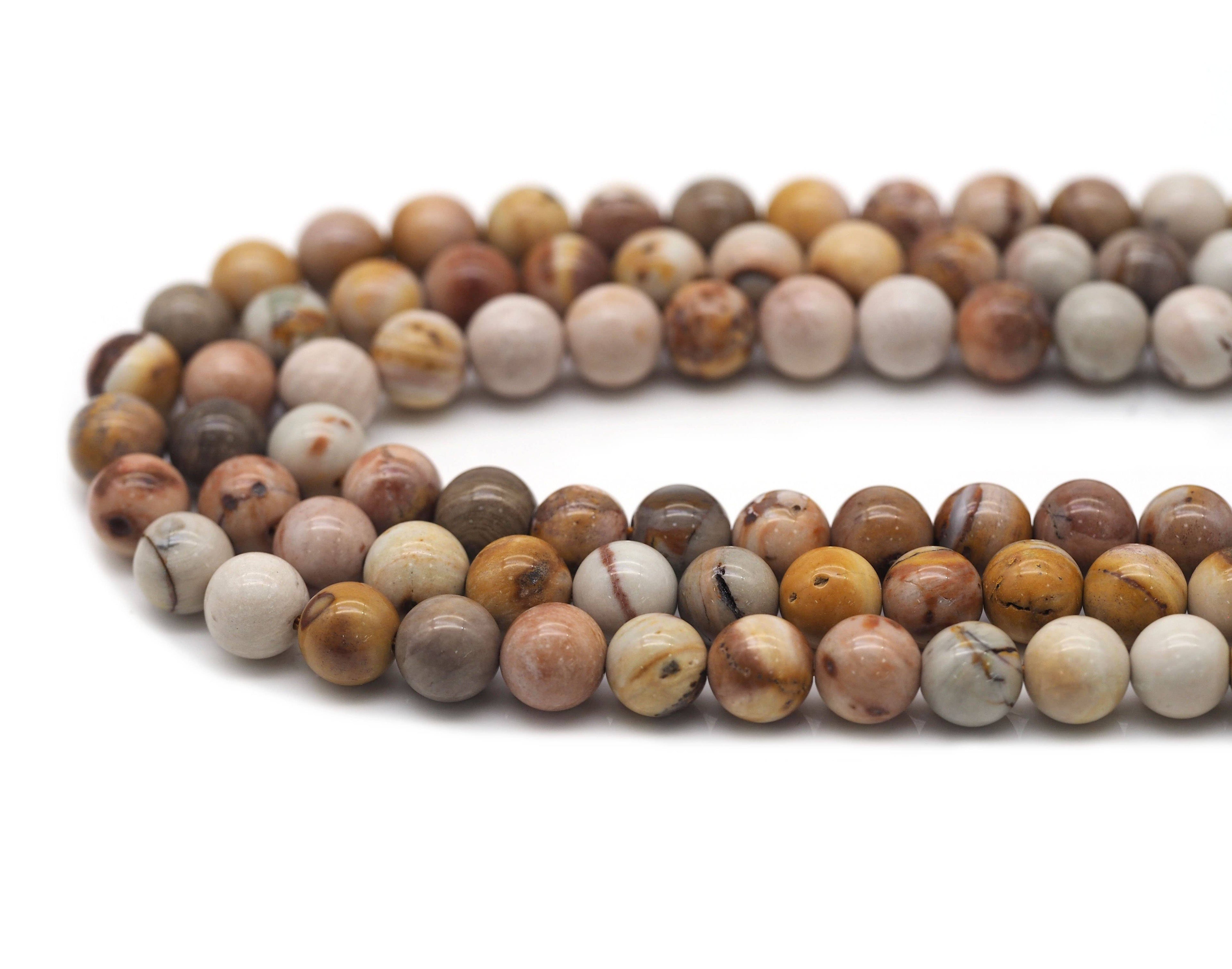 Natural Pink Brown African Agate Round Smooth Beads, Sku#U1324