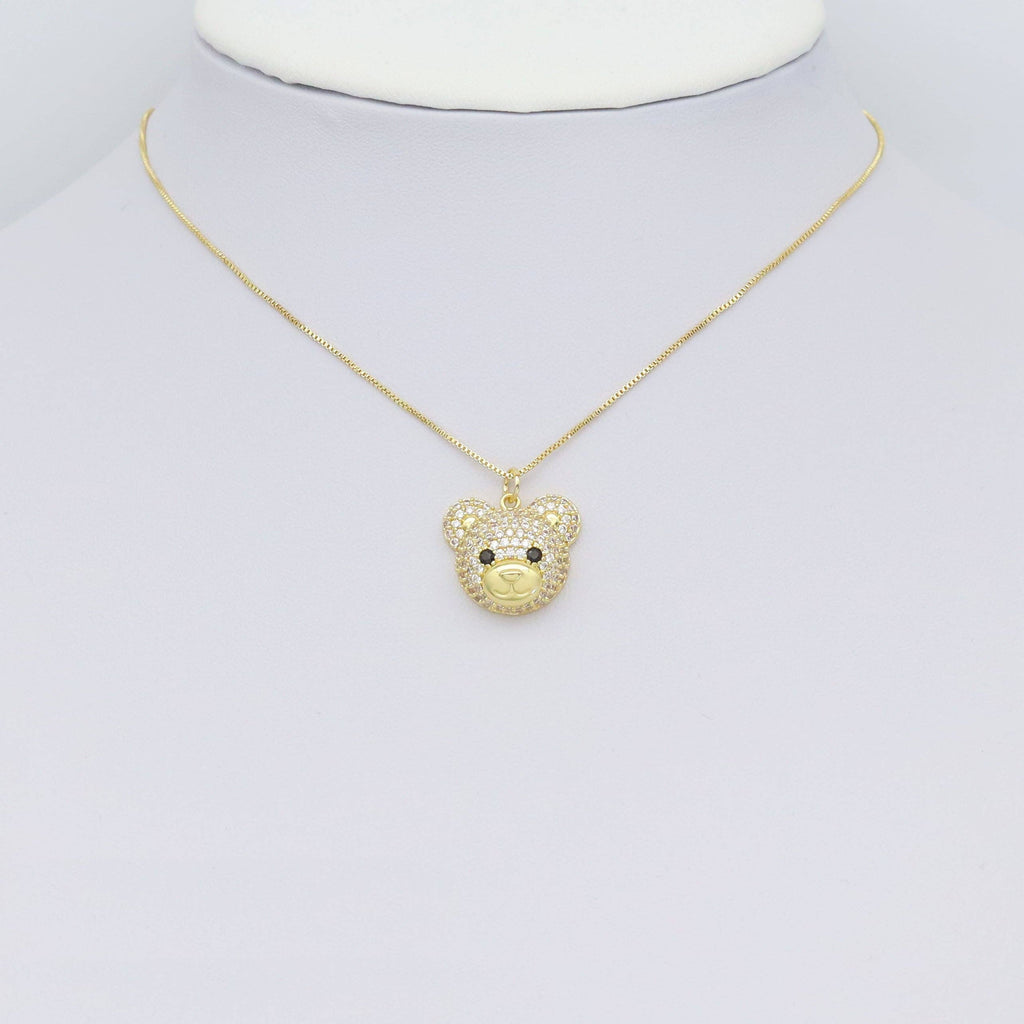 Clear Pink CZ Bear Head Shape Charm, Sku#A154