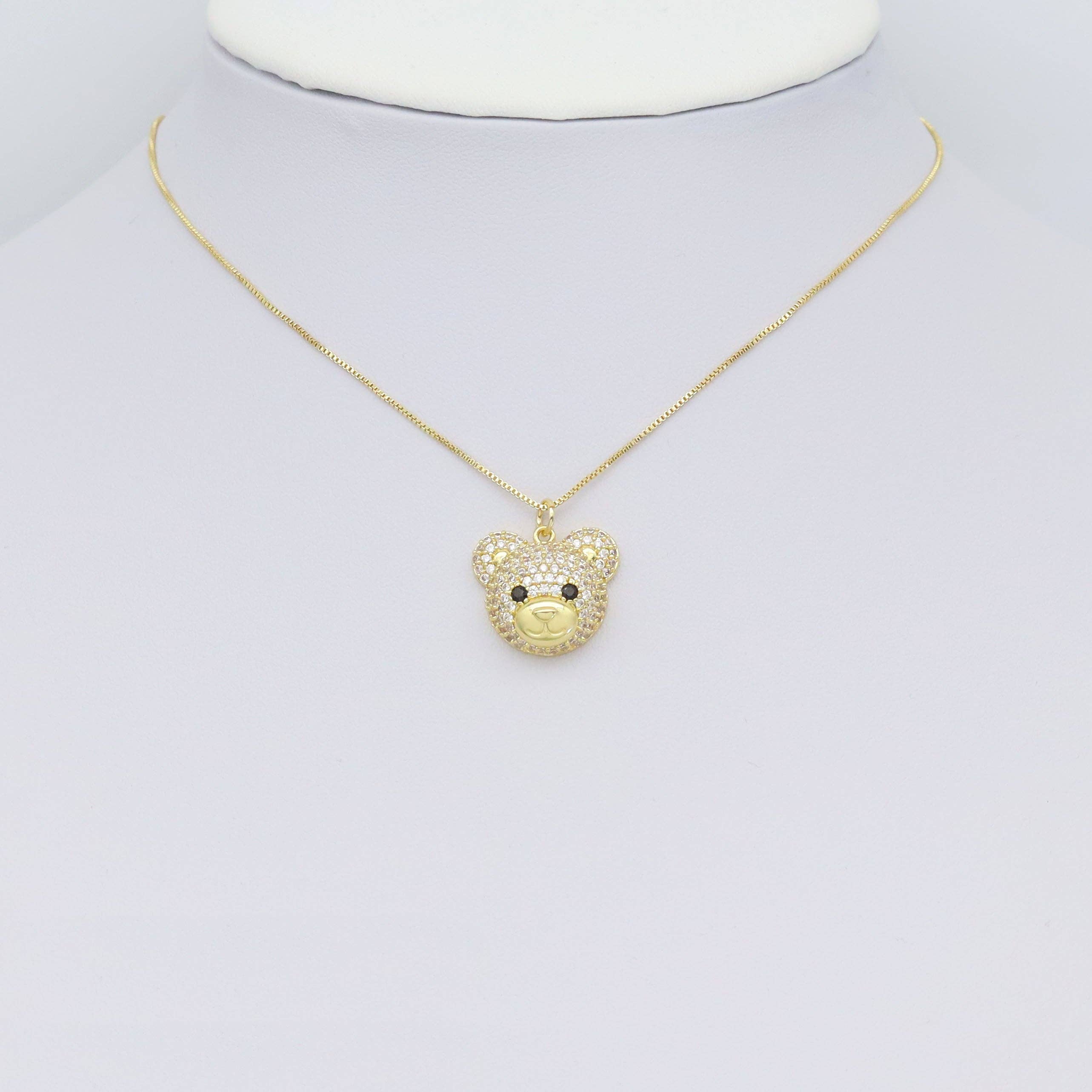 Clear Pink CZ Bear Head Shape Charm, Sku#A154