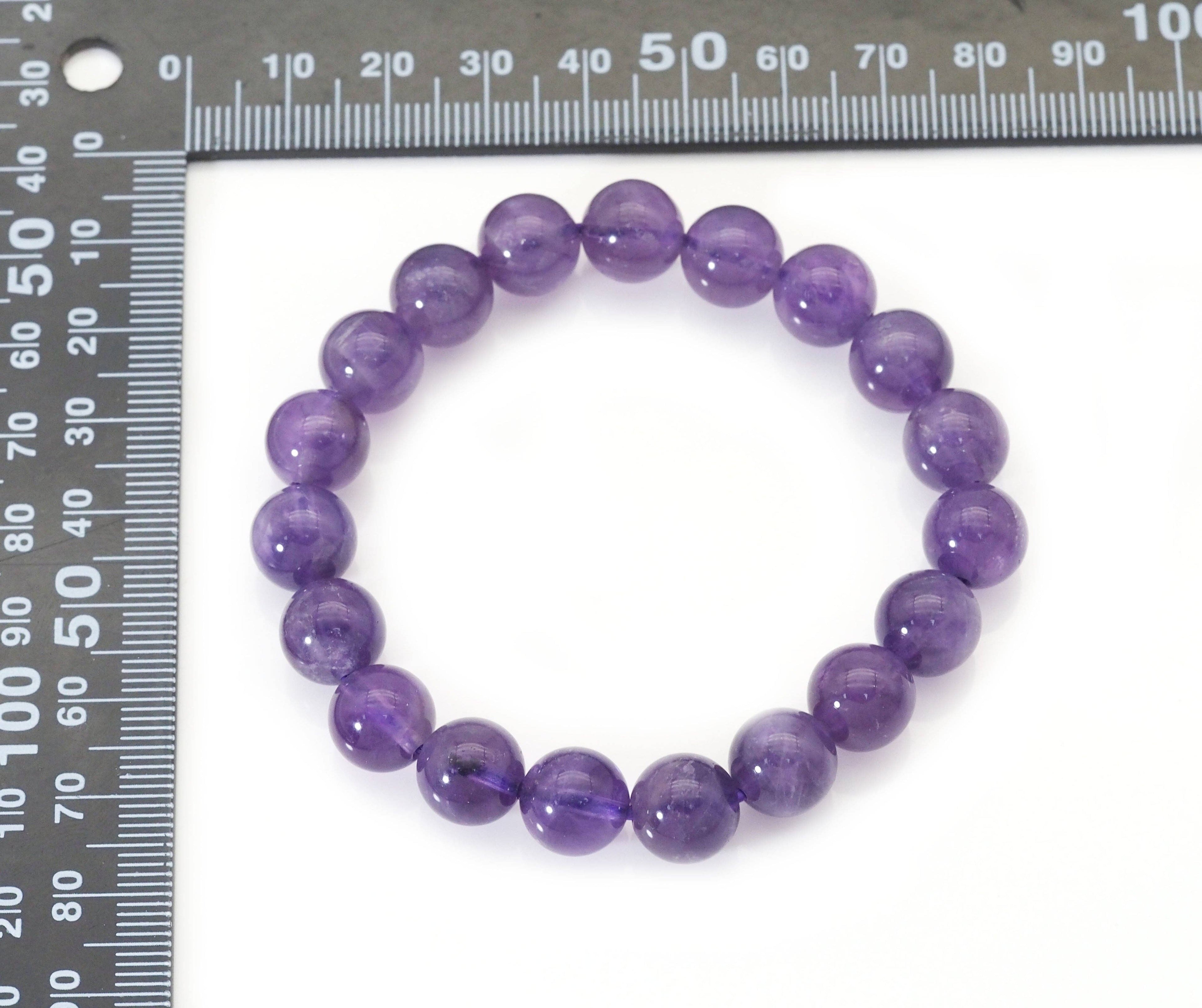 Genuine Amethyst Round Smooth Elastic Bracelet, Sku#EF247