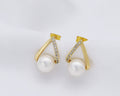 Pearl Triangle Earrings, Sku#ZX77