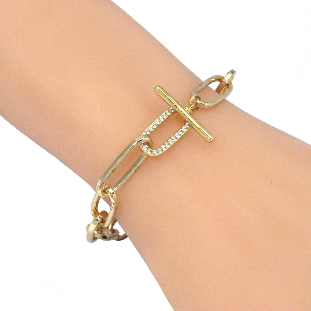 Gold Chunky Paperclip Link Chain Necklace Bracelet, sku#EF307