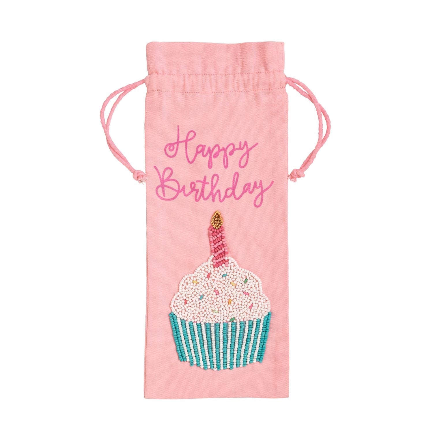 Cupcake Beaded Birthday Wine Bag