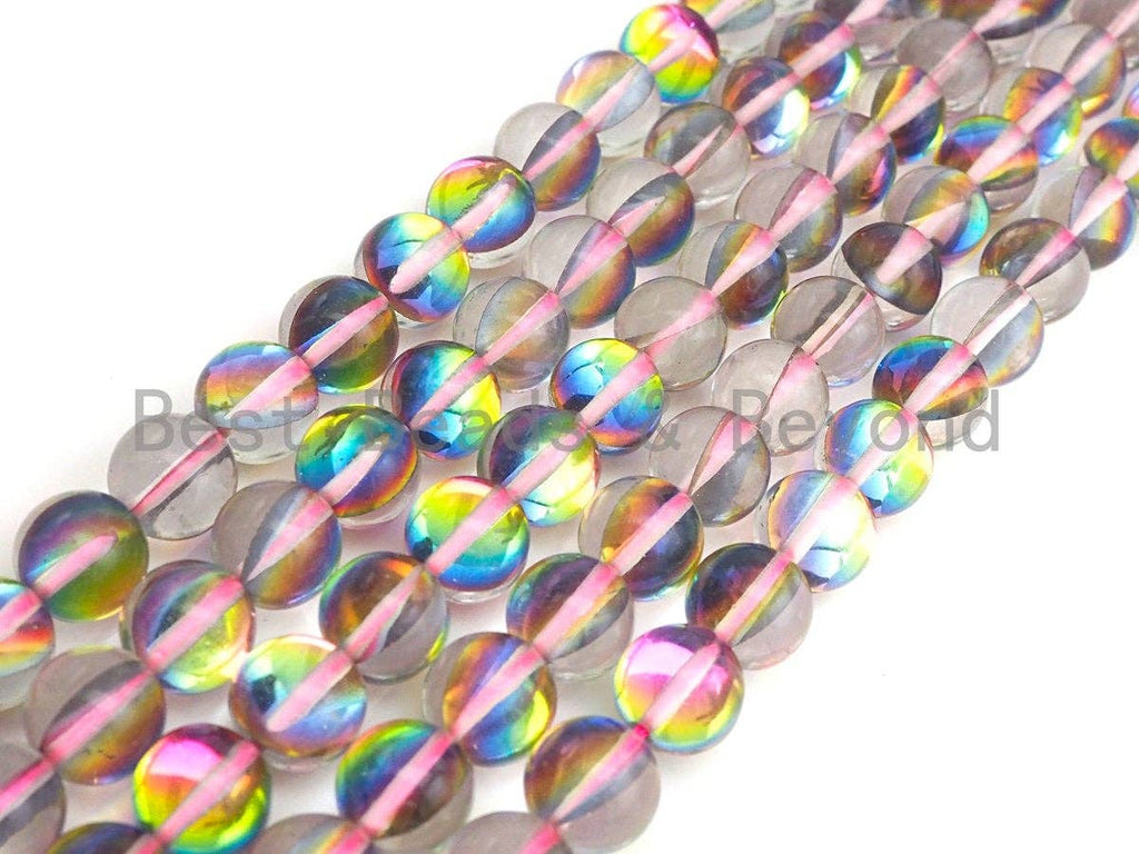 Aura Pinkish Rainbow Spectrolite Quartz, 8mm/10mm Round beads, sku#U599C