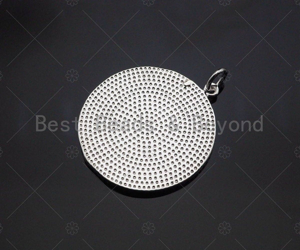 White Enamel Clover On Red Round Coin Pendant,CZ Micro Enamel pendant,Enamel Charm,Enamel Jewelry,24x27mm,sku#Z1214
