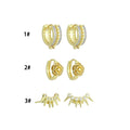 Clear CZ Dual color Hoop, Rose Flower, Spike Earrings, Sku#LD749