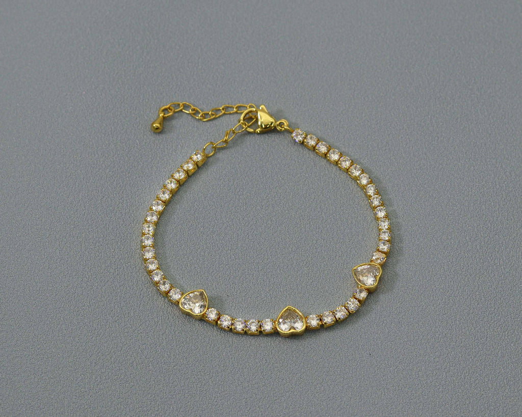 CZ Heart Bracelet, Sku#JL73