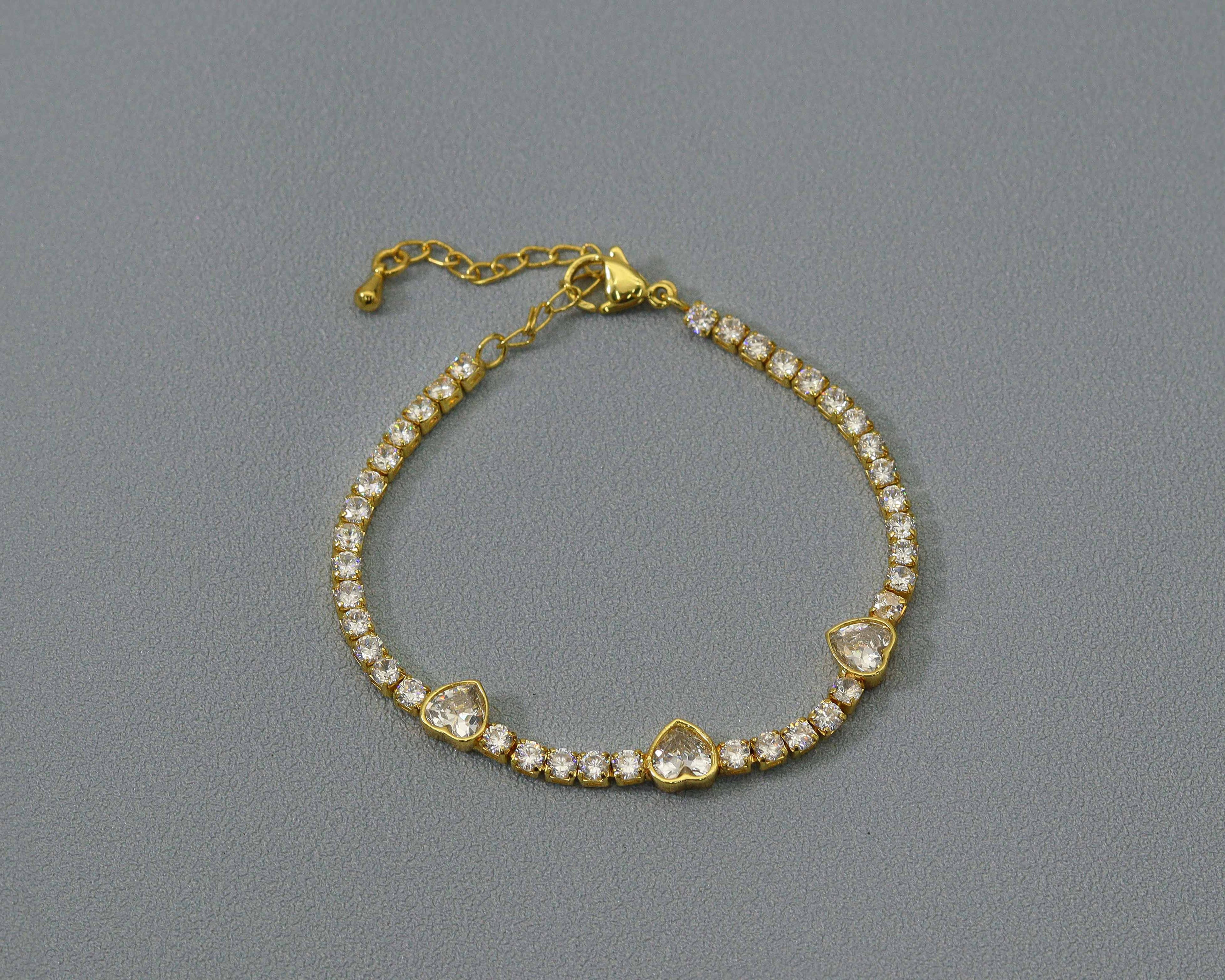 CZ Heart Bracelet, Sku#JL73
