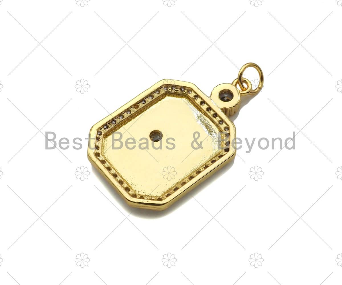 Gold Filled CZ Micro Pave North Star On Colorful Enamel Rectangle Shape Pendant,18K Gold Filled Enamel Charm,17x28mm,Sku#LK360