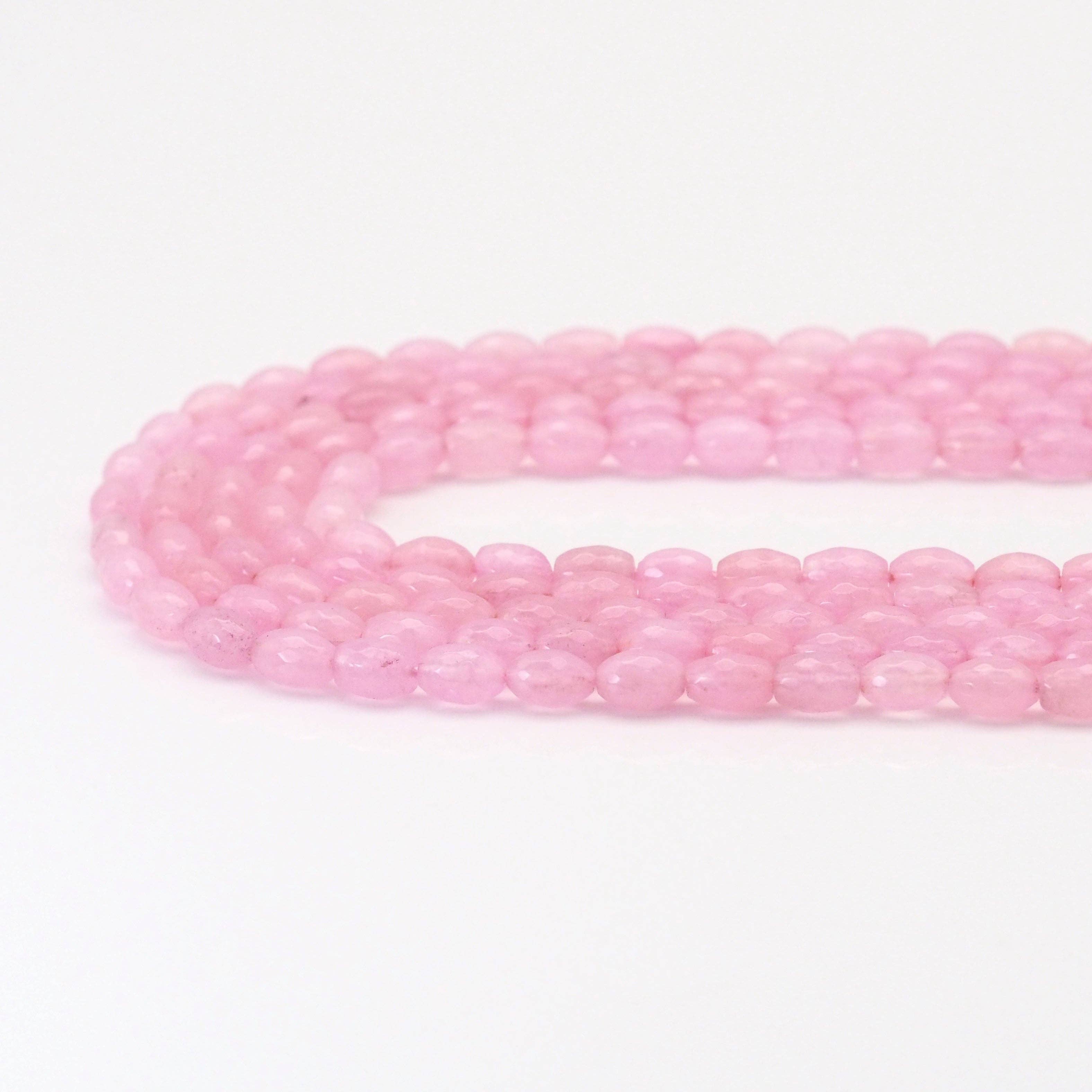 Rice Shape Faceted Pink Jade Beads, Sku#U1716