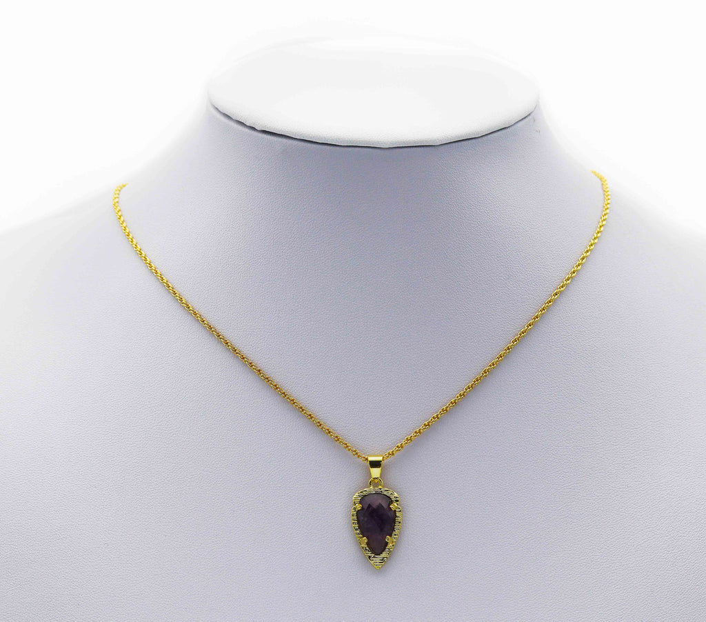 Gold Colorful Teardrop Gemstone Charm, Sku#LY08