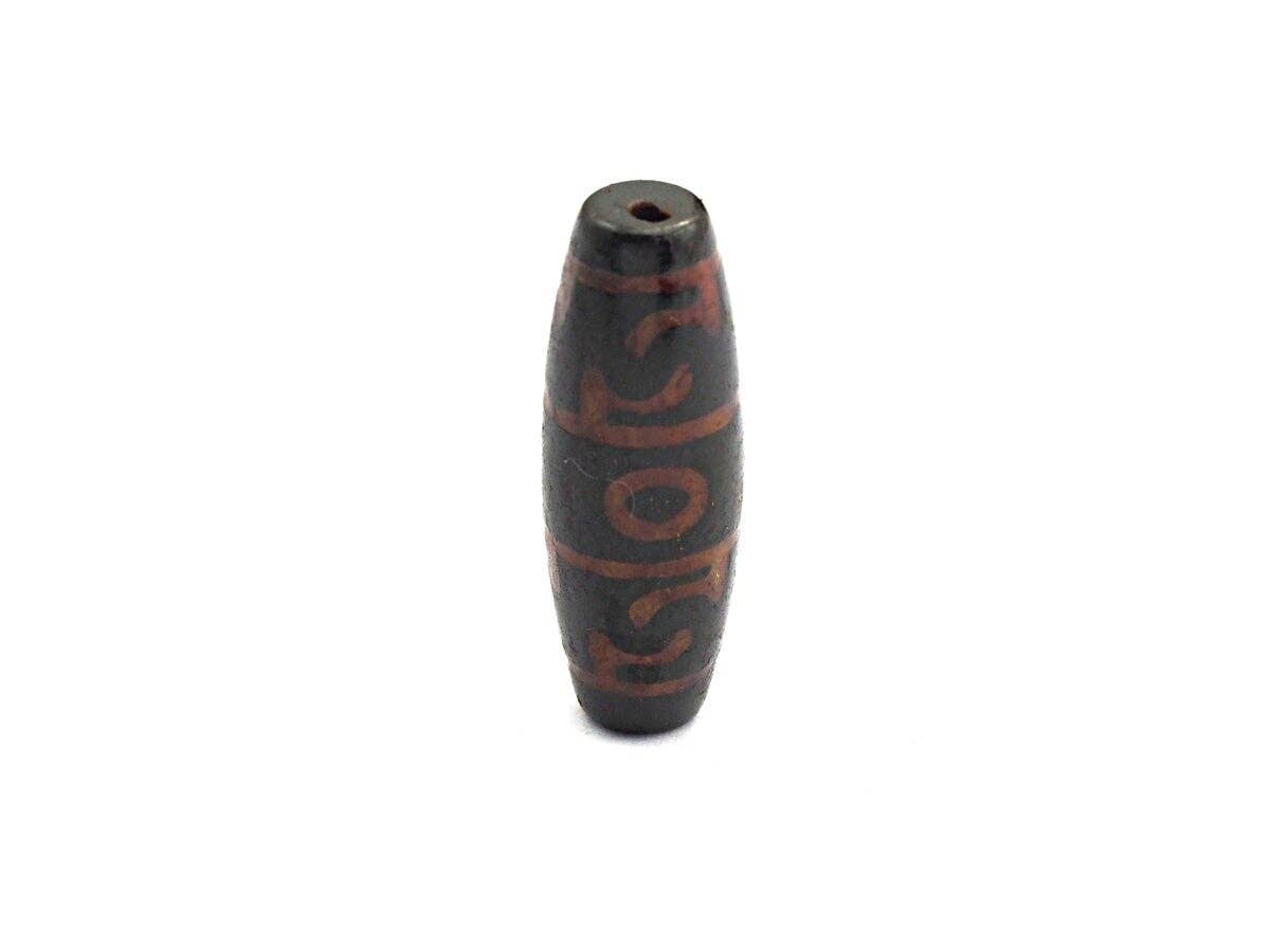 Natural Tibetan Agate Long Oval Shape Beads, Black Brown Dzi beads, Barrel Agate Beads, 10x30mm, sku#U563