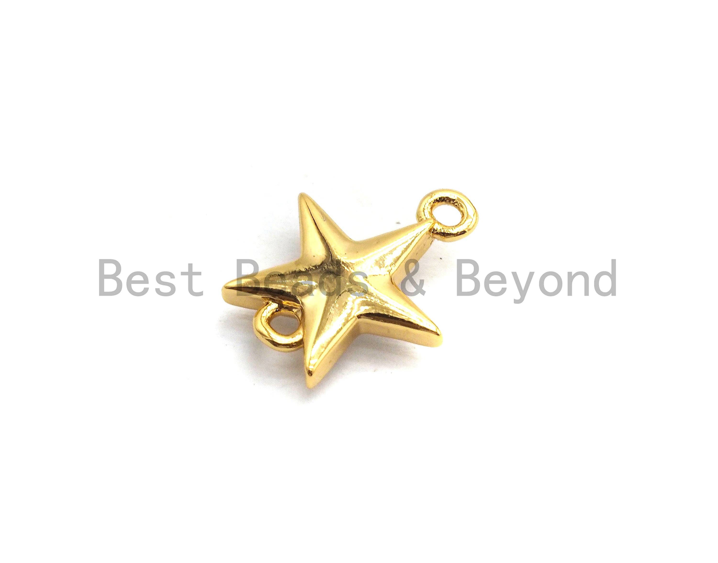 100% Natural White Pearl Shell Star Connector, Gold/Silver Plated Shell Beads, Natural Shell Charm 11x13mm,SKU#Z296