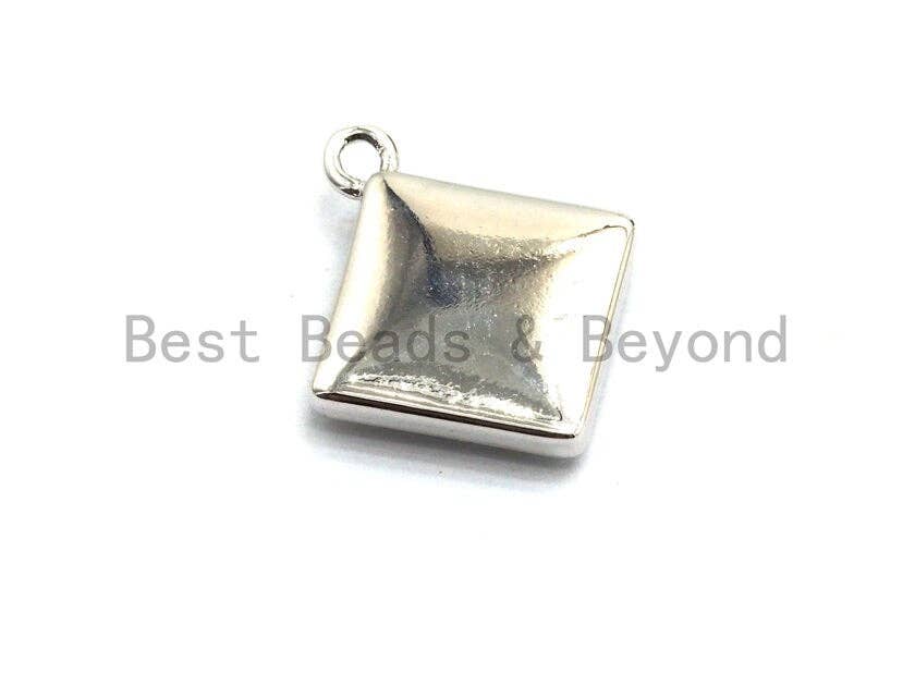 100% Natural White Color Shell Diamond Shape Charm, White shell charm, White Gold/Silver Pendant, Shell Jewelry Making, 13x16mm,SKU#Z325
