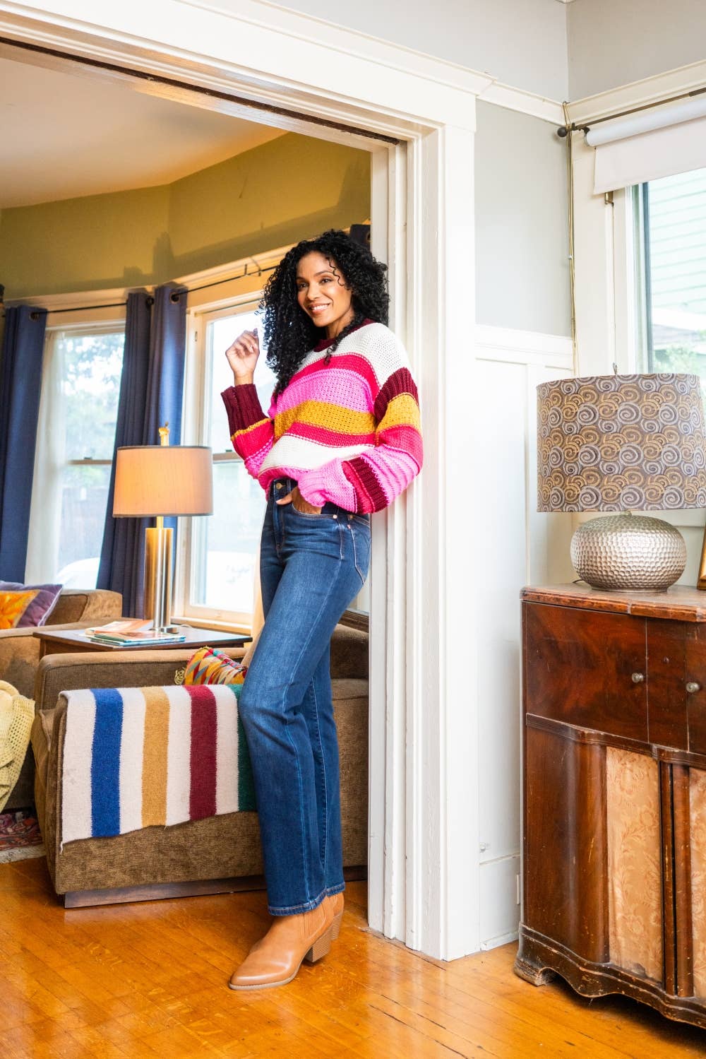 Lara - Vintage Wash Thermal Straight Jeans