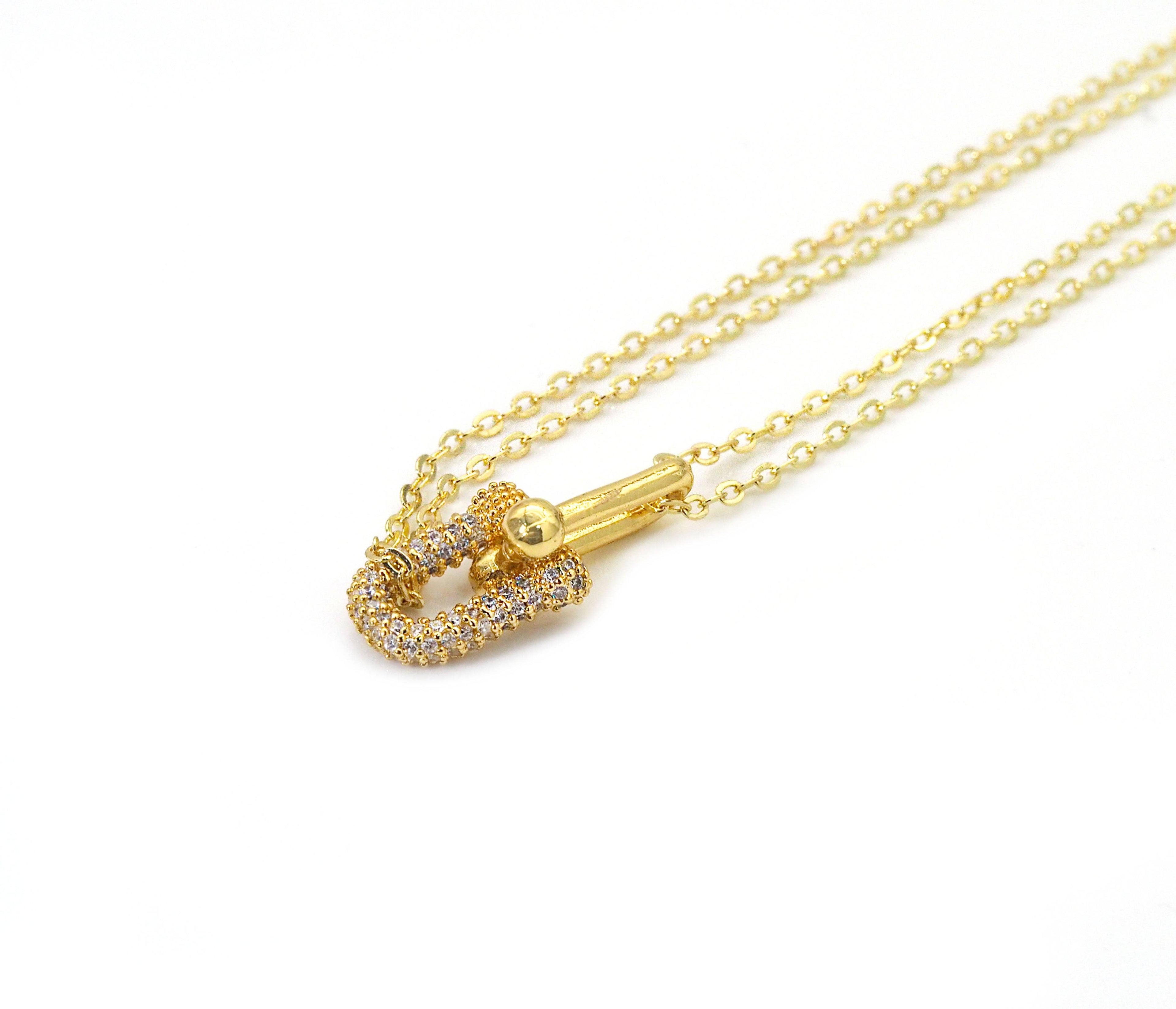 CZ U Link Dainty Chain necklace, sku#EF229