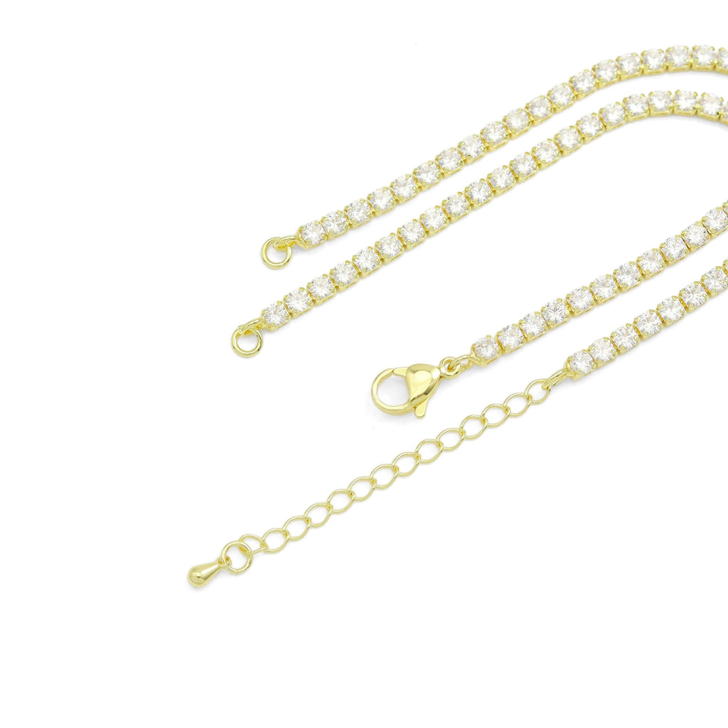Gold Tennis Chain Connector Style Necklace, Sku#JL192