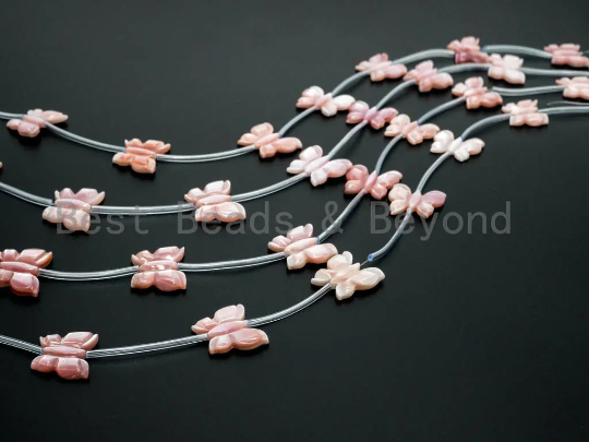 Light Pink MOP Carved Butterfly Beads, 16x20mm, Sku#T101