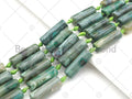 Natural Green Agate Cylinder Spacer Beads, Green Agate Spacer Beads, Tibetan Dzi Beads, 10x30mm, Sku#U1018