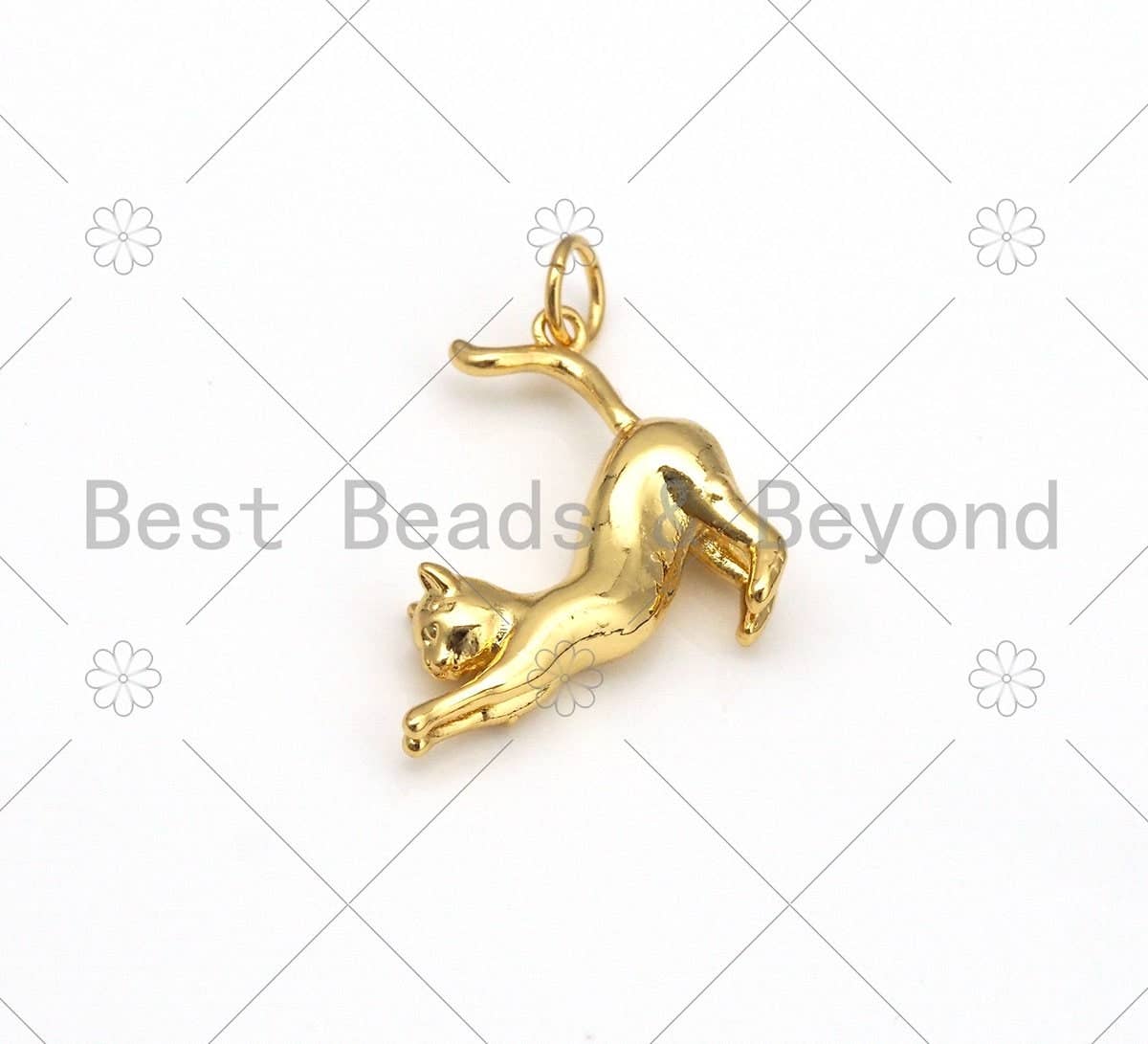 High Polished Cute Cat Shape Pendant/Charm, Sku#Z1386