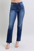 Lara - Vintage Wash Thermal Straight Jeans