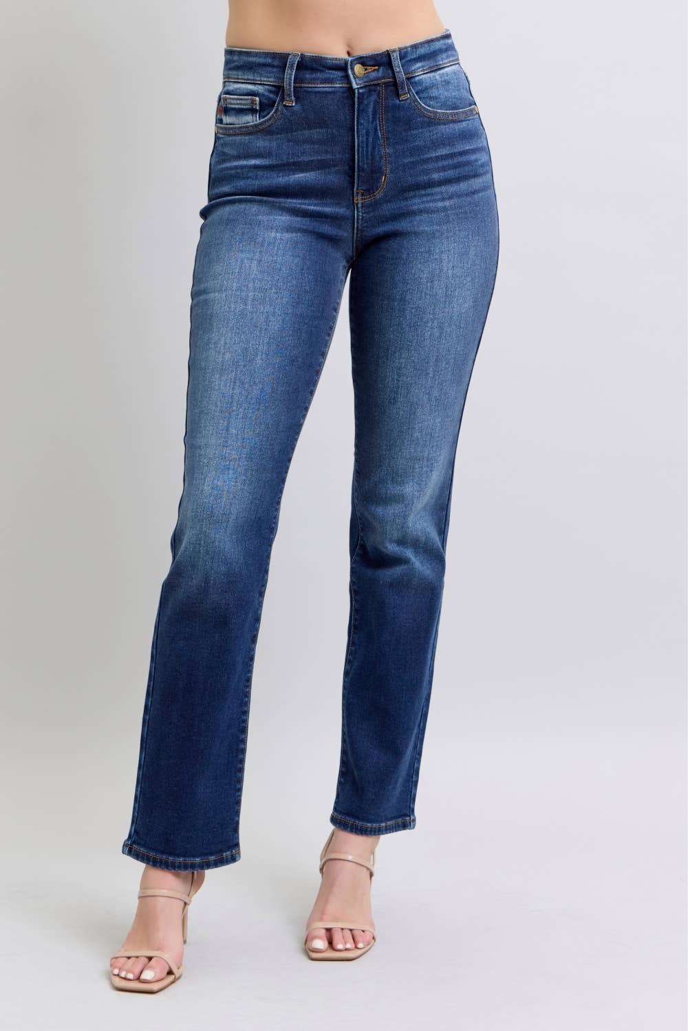 Lara - Vintage Wash Thermal Straight Jeans