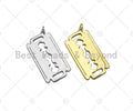 Razor Blade Shape Pendant,Dianty Gold/Silver Medallion Charm, Necklace Bracelet Charm Pendant, 19x37mm, Sku#L545
