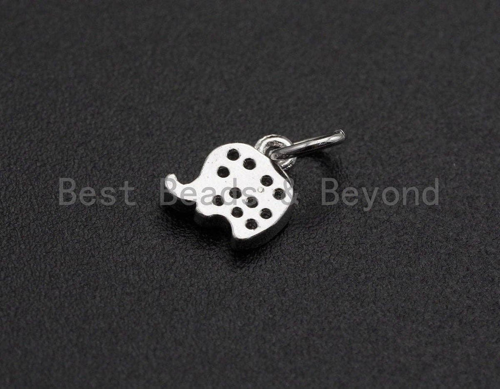 Cute CZ Micro Pave Elephant Shaped Pendant/Charm, Cubic Zirconia Pendant Charm, 7x8mm,sku#Z534