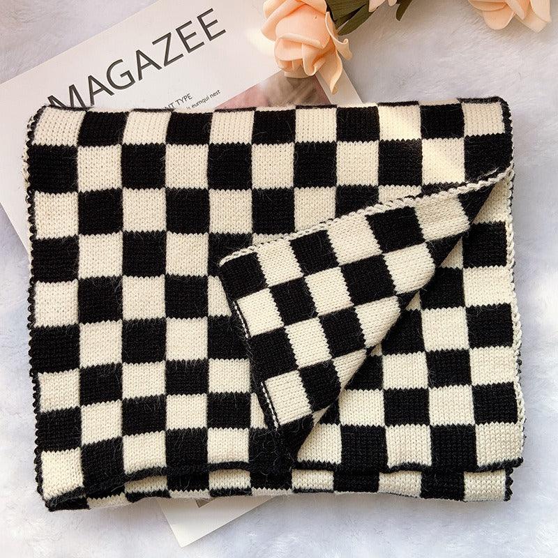 Écharpe tricotée à carreaux style cowgirl chic – Accessoire d'hiver élégant pour les cowgirls