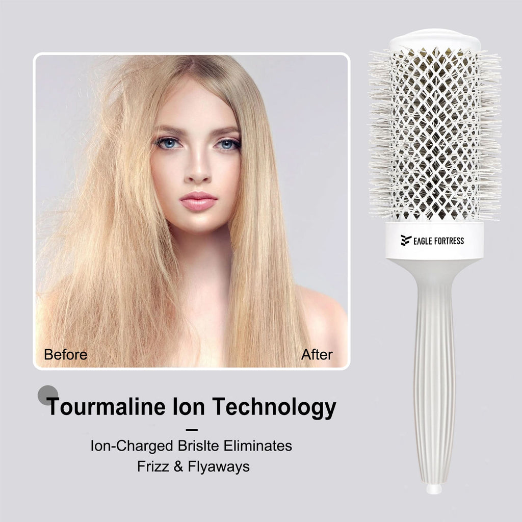 Eagle Fortress Professional Round Hair Brush for Blow Drying with Ceramic + Ionic, Grey 2.09in
