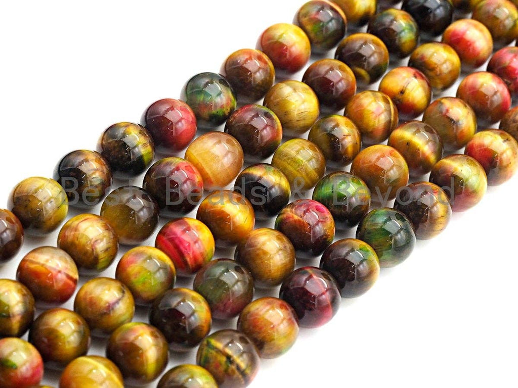 NEW COLOR!! Natural Tiger eye Beads Round 12mm/14mm, Dryed Tiger Eye Beads, Purple Blue Pink Gemstone, 16" Full strand, sku#UA12