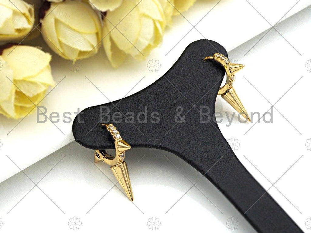 CZ Spike Huggies Earrings, Sku#Y362