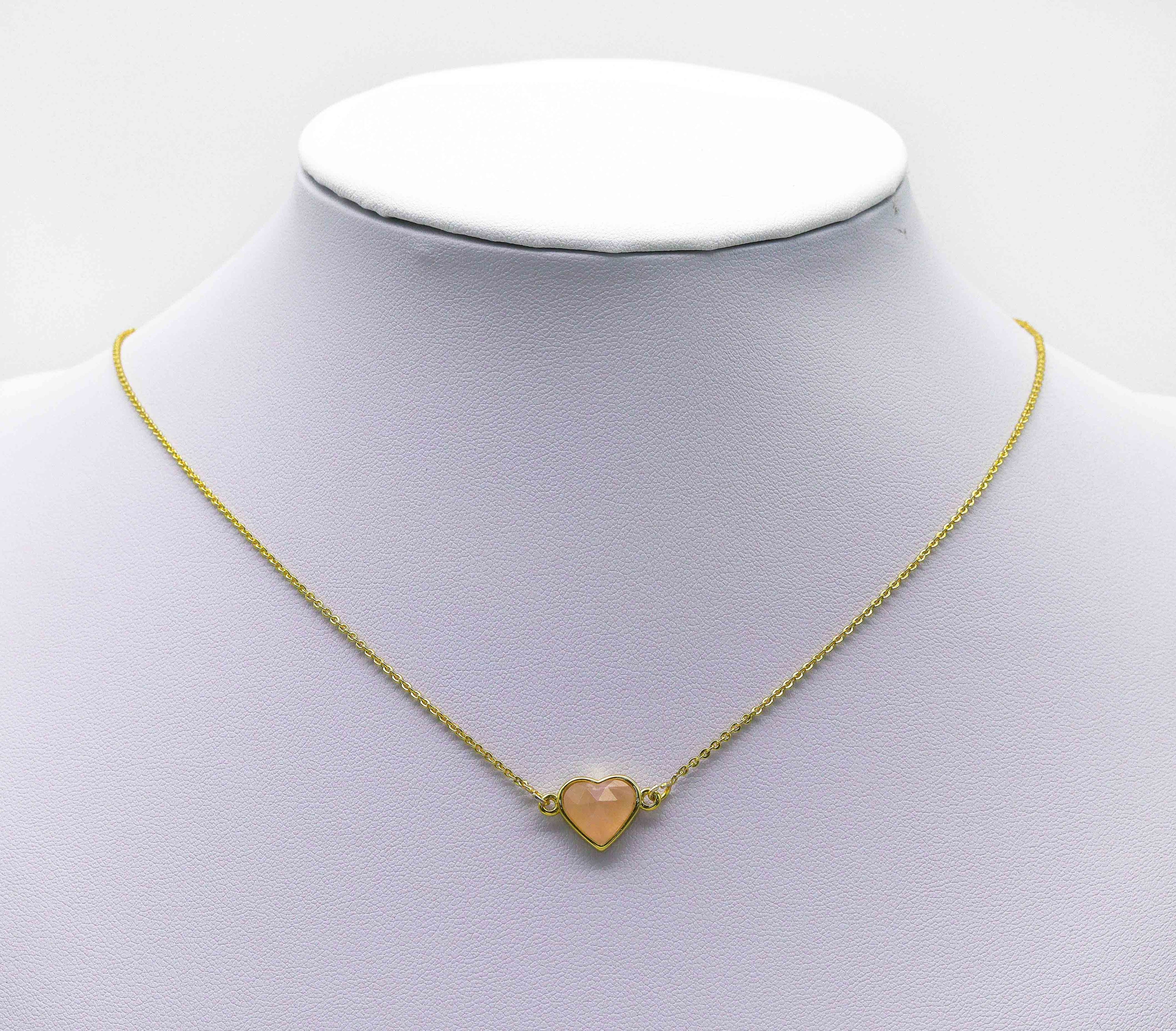 Gold Gemstone Heart Connector, Sku#LY16