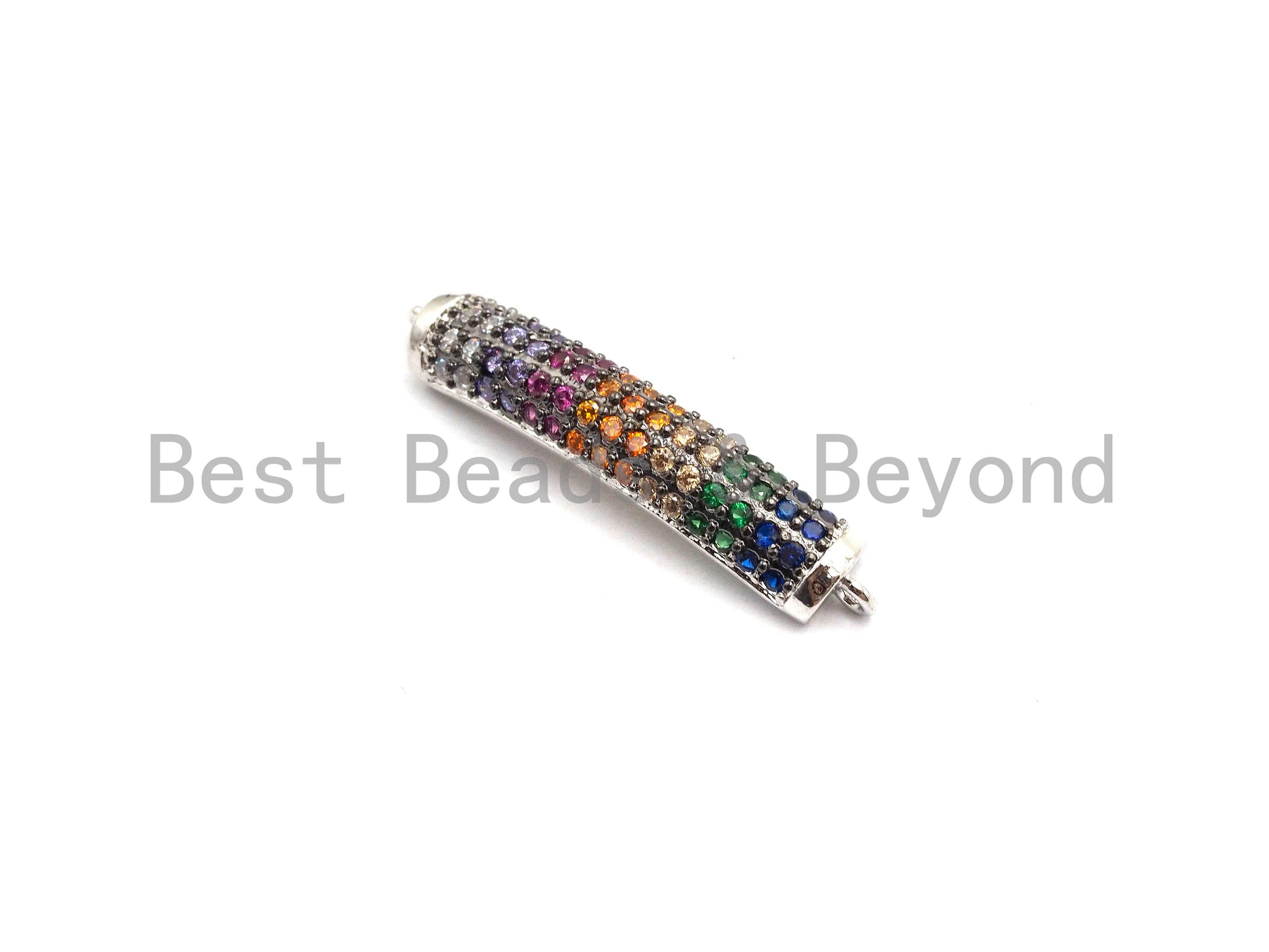 Rainbow CZ Micro Pave Curved Bar Connector for Bracelet, Link Connector, Spacer Connector, 5x30mm/4x40mm,sku#E427C