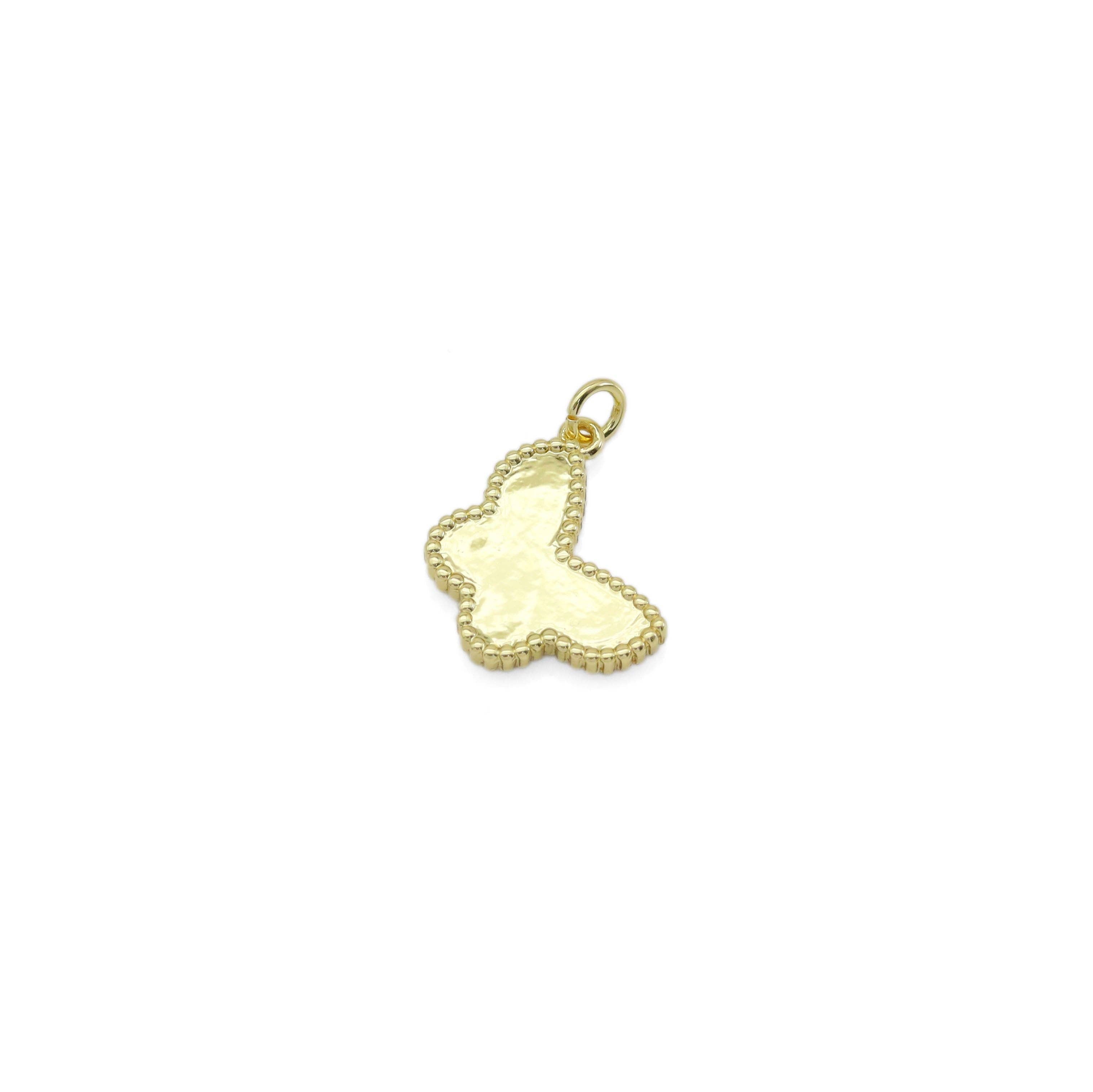 Pink Blue Pearl Butterfly Charm, Sku#LX459