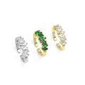 Gold Clear Green Baguette CZ Adjustable Ring, Sku#LK807