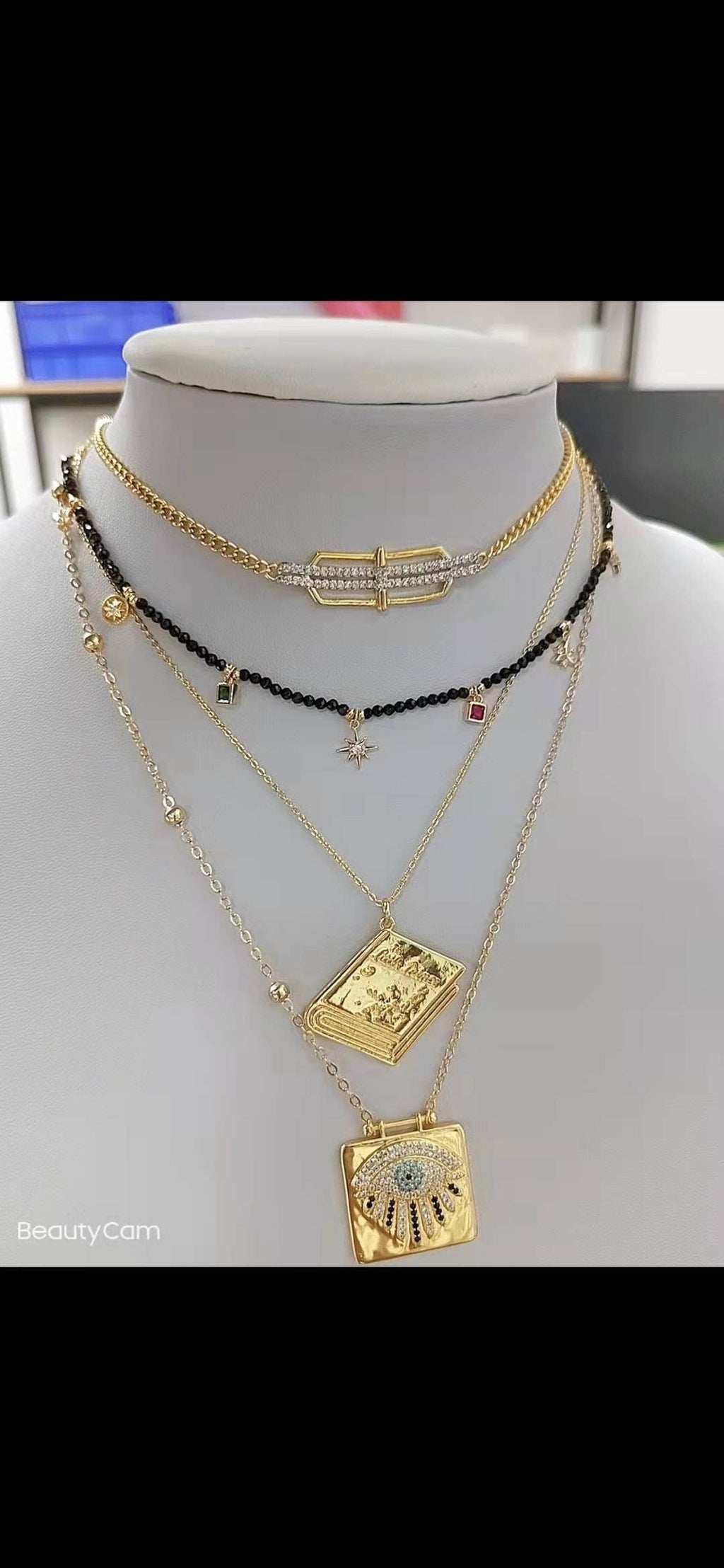 Dainty Chain Book Pendant necklace, sku#EF172