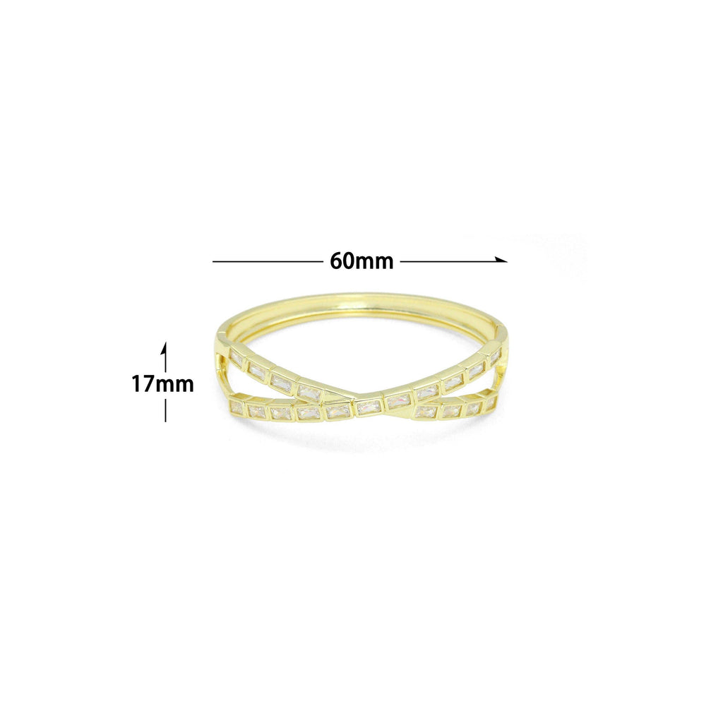 CZ Criss Cross rectangle CZ Bracelet, Sku#LK1145