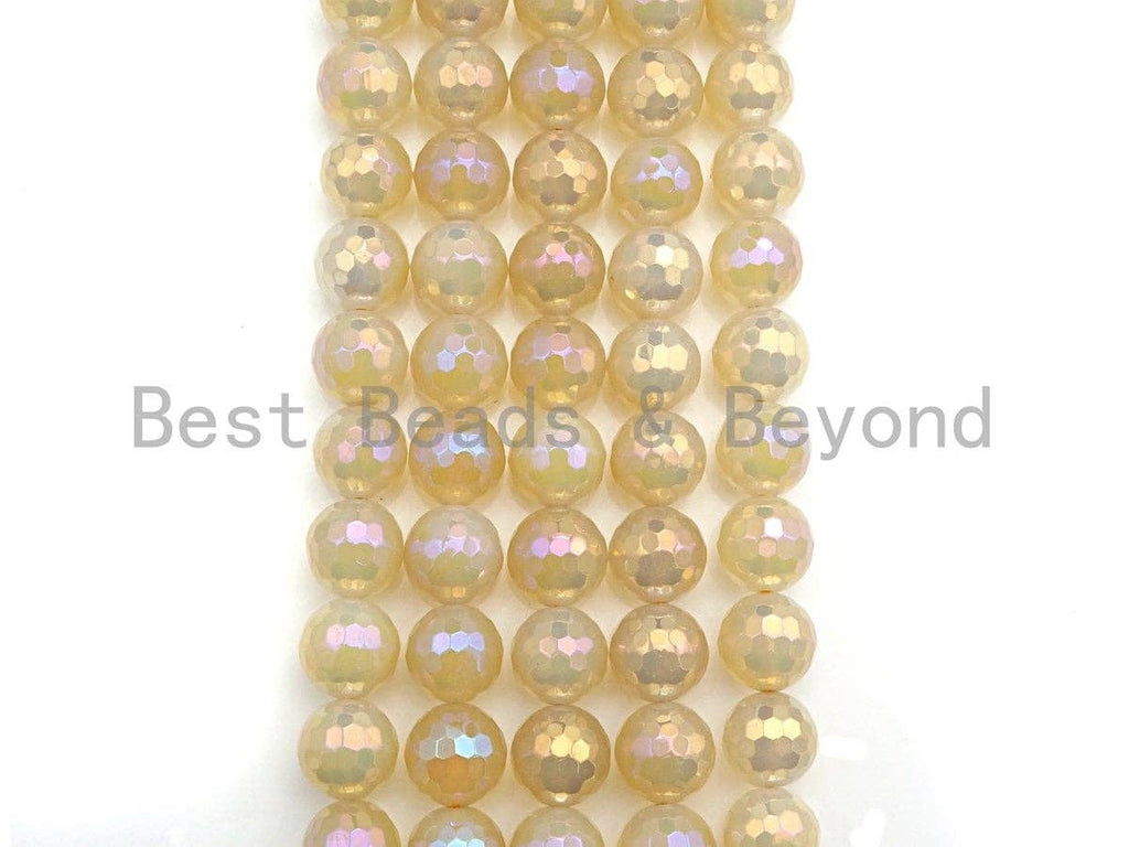 NEW Mystic Plated Natural Golden AB color Agate beads, 6mm/8mm/10mm/12mm Agate, 15.5" Full Strand, Sku#U755C