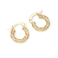 Gold CZ Twisted Round Hoop Earrings, Sku#LK824