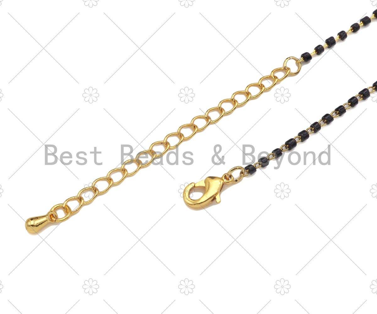 18 Dainty Gold Black Chain Necklace, Layering Necklace,