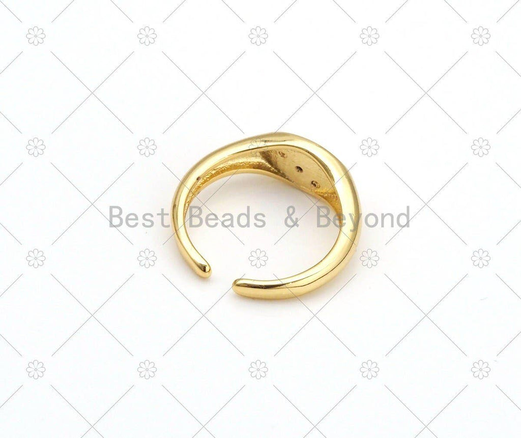 CZ Evil Eye on Enamel Oval Shape Adjustable Ring, Sku#Y543