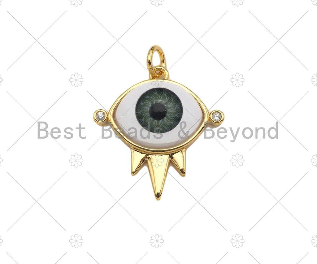 Black/White Enamel Evil Eye Shape Pendant, Gold Enamel Findings, 20x21mm,Sku#Y417