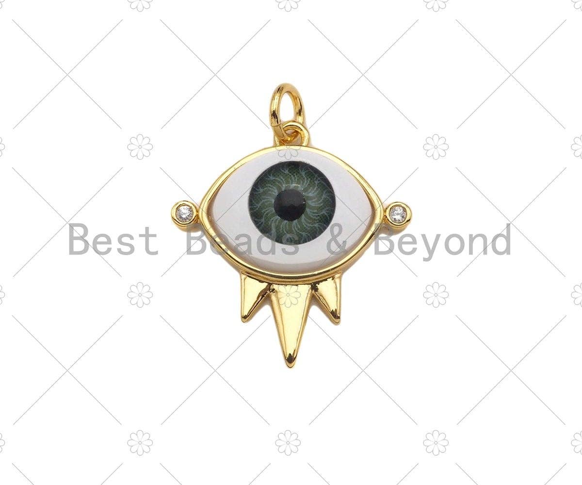 Black/White Enamel Evil Eye Shape Pendant, Gold Enamel Findings, 20x21mm,Sku#Y417